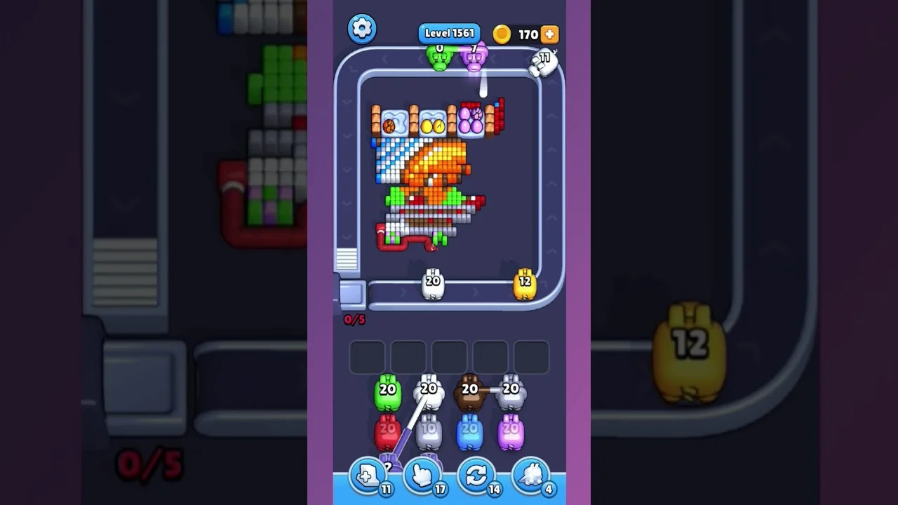 Pixel Flow Level 1561 grid layout and solution screenshot