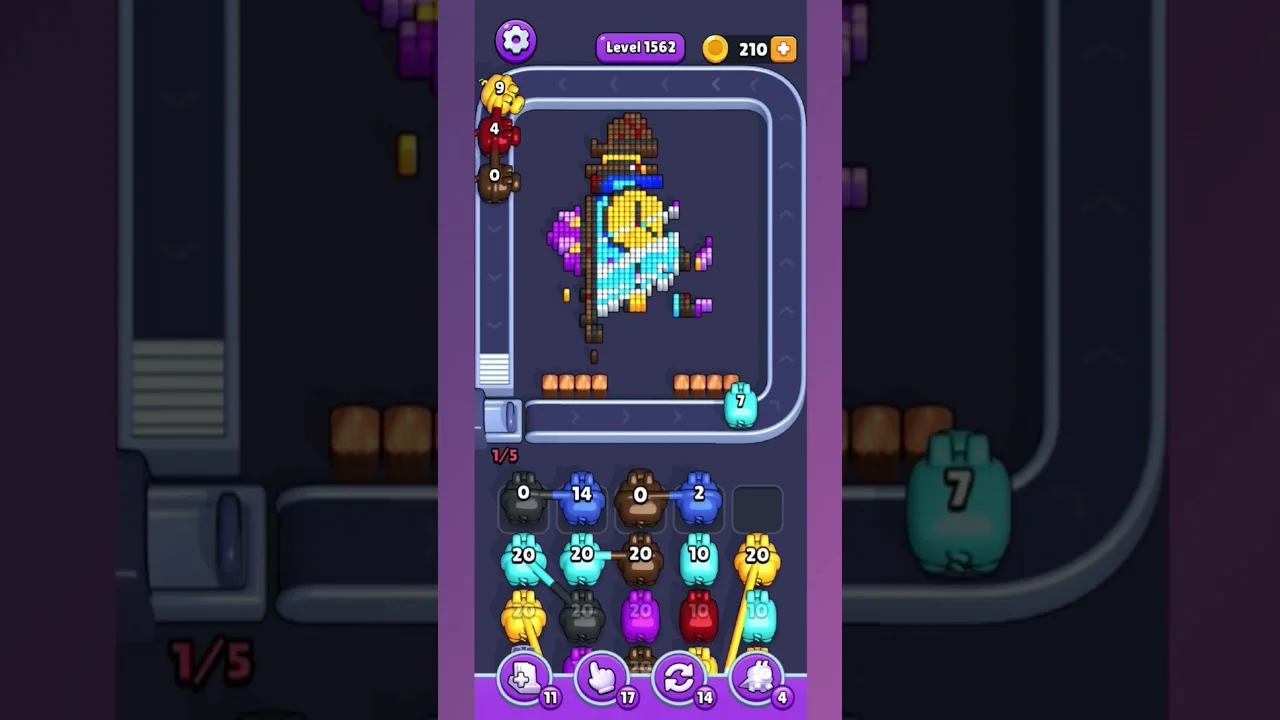 Pixel Flow Level 1562 grid layout and solution screenshot