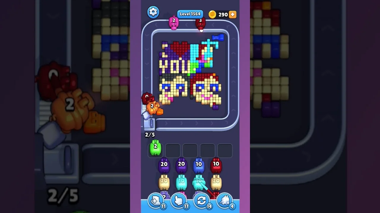 Pixel Flow Level 1564 grid layout and solution screenshot