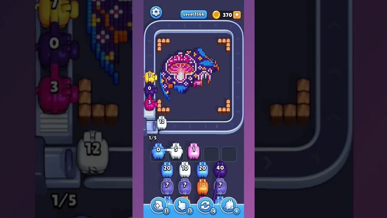 Pixel Flow Level 1566 grid layout and solution screenshot