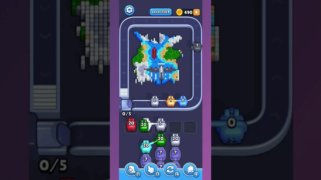 Pixel Flow Level 1569 grid layout and solution screenshot