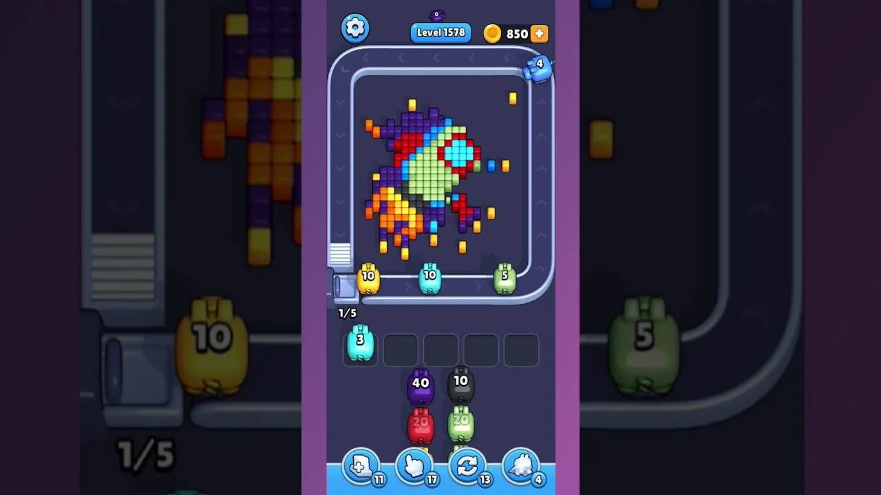 Pixel Flow Level 1578 grid layout and solution screenshot