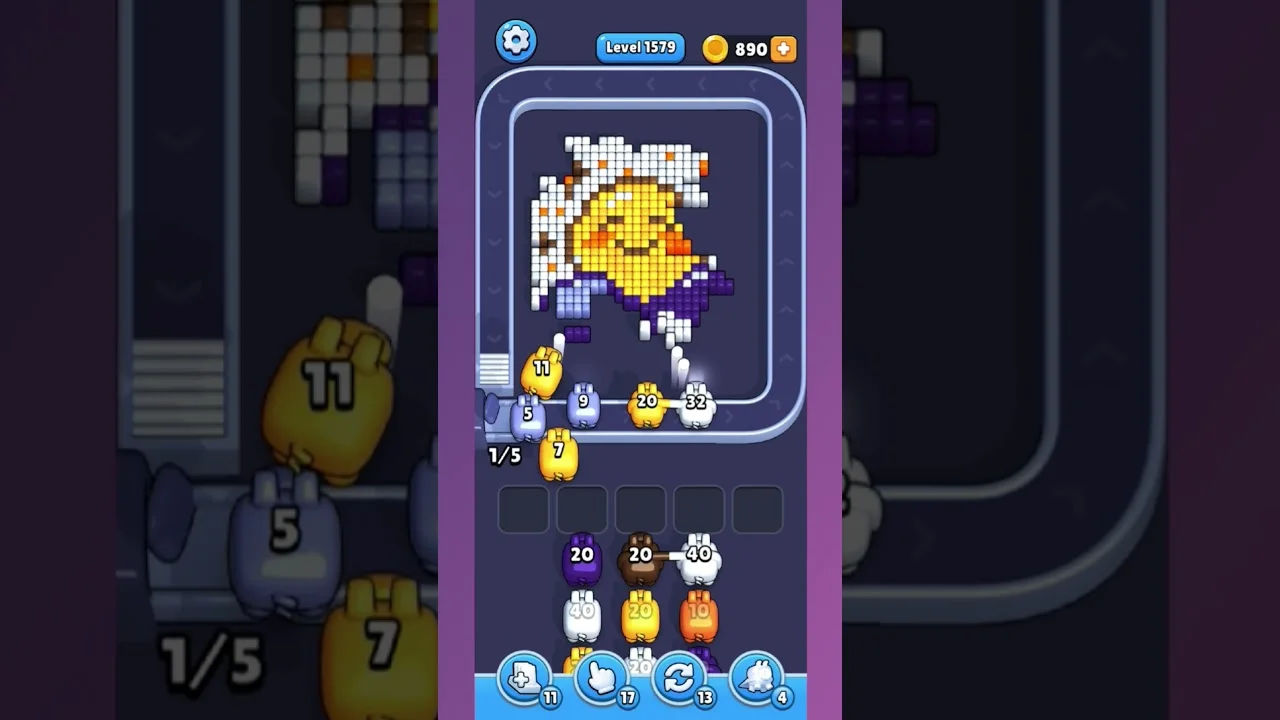 Pixel Flow Level 1579 grid layout and solution screenshot