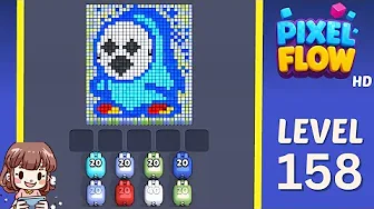 Pixel Flow Level 158 grid layout and solution screenshot