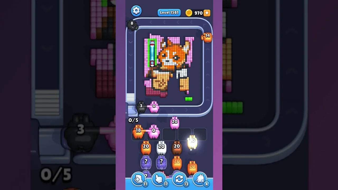 Pixel Flow Level 1581 grid layout and solution screenshot