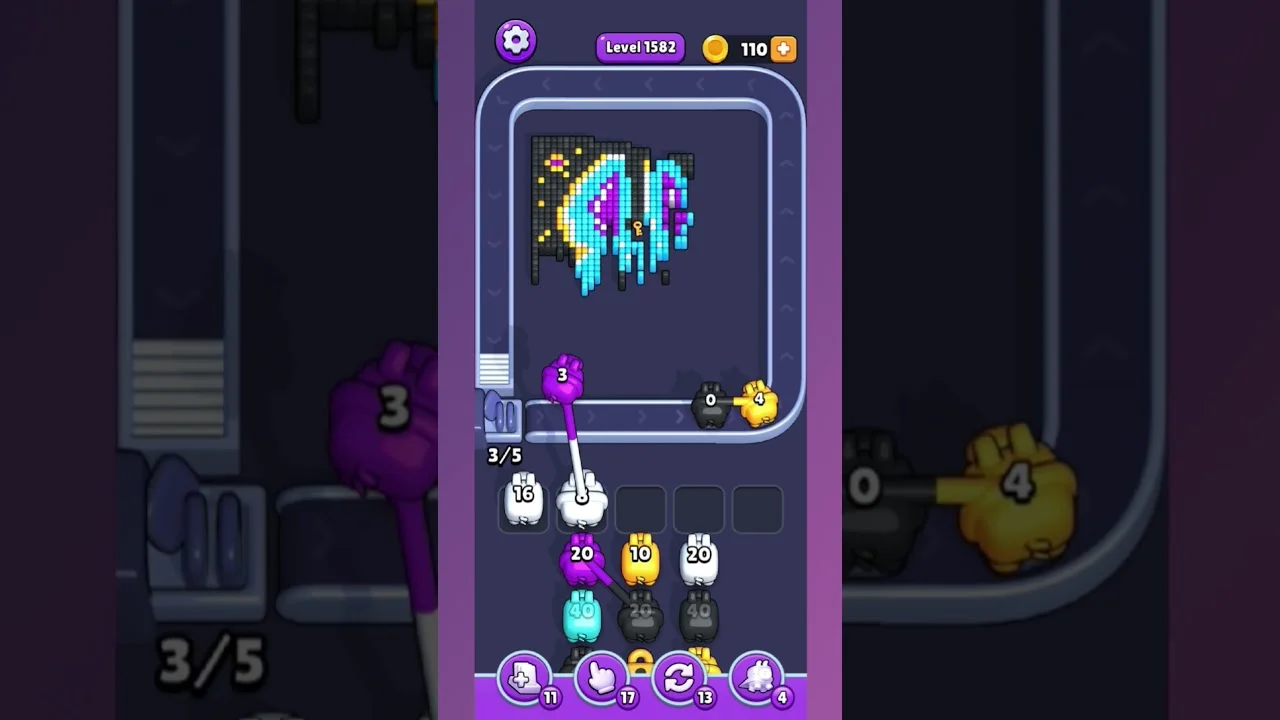 Pixel Flow Level 1582 grid layout and solution screenshot