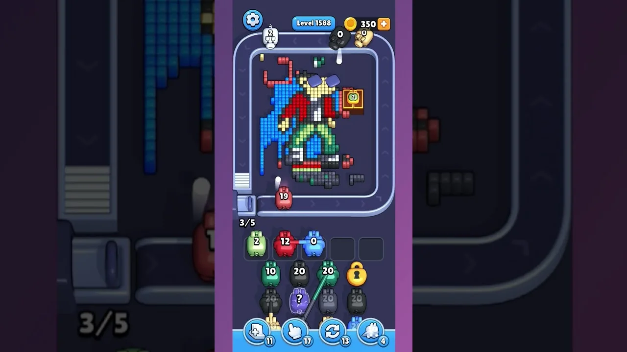 Pixel Flow Level 1588 grid layout and solution screenshot