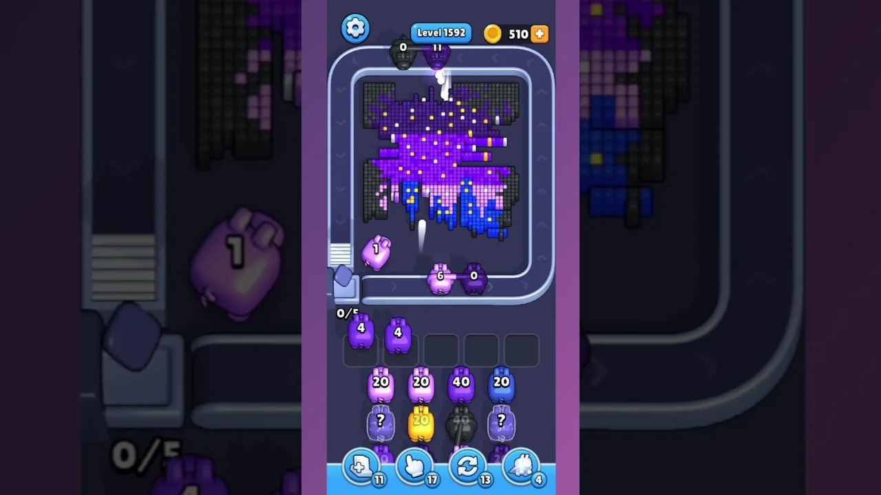 Pixel Flow Level 1592 grid layout and solution screenshot
