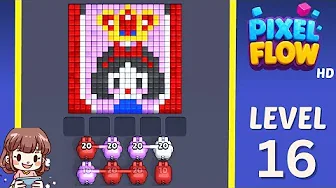 Pixel Flow Level 16 grid layout and solution screenshot