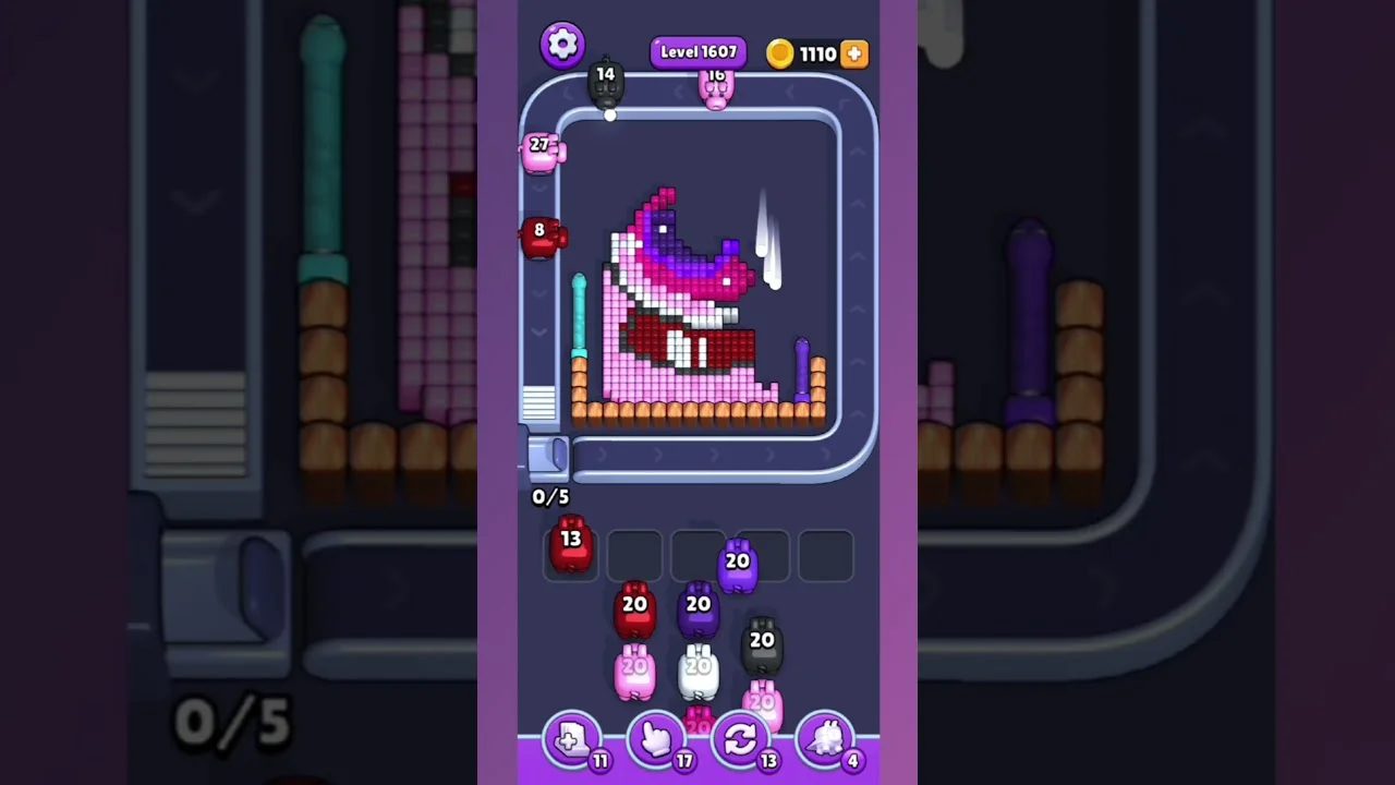 Pixel Flow Level 1607 grid layout and solution screenshot