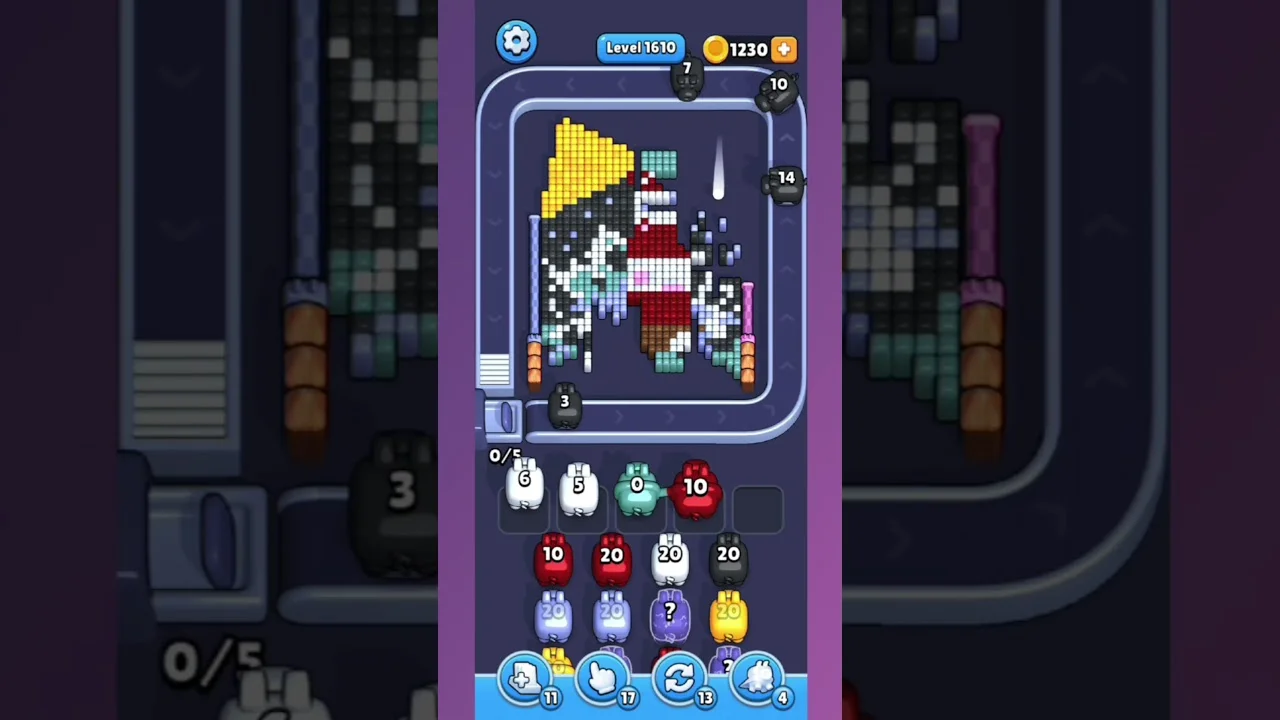 Pixel Flow Level 1610 grid layout and solution screenshot