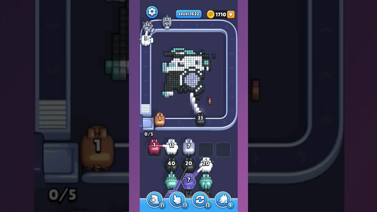 Pixel Flow Level 1622 grid layout and solution screenshot