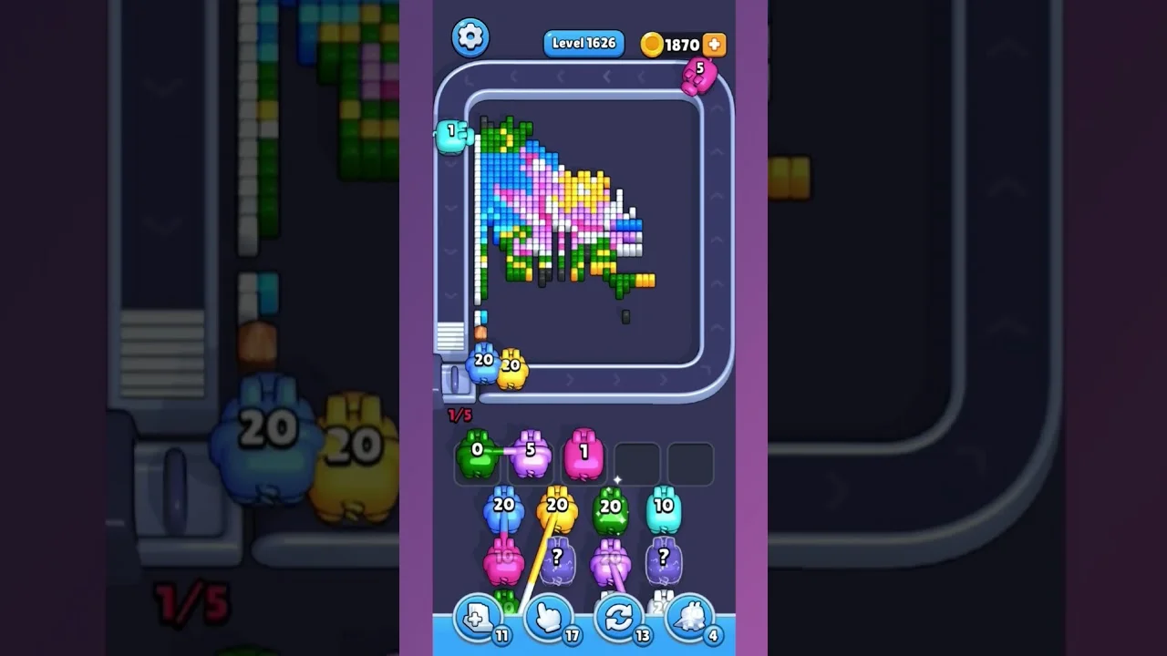 Pixel Flow Level 1626 grid layout and solution screenshot