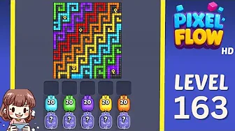 Pixel Flow Level 163 grid layout and solution screenshot