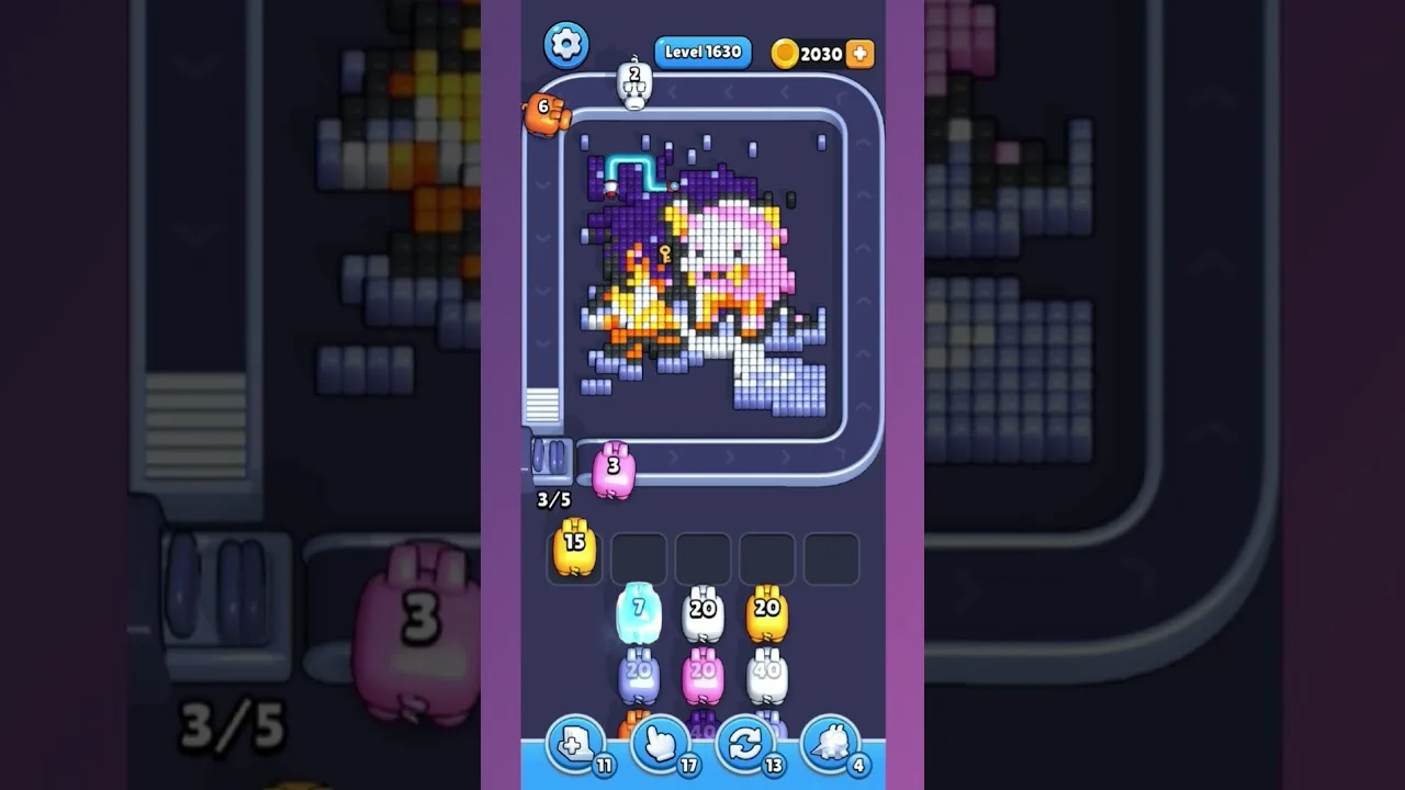 Pixel Flow Level 1630 grid layout and solution screenshot