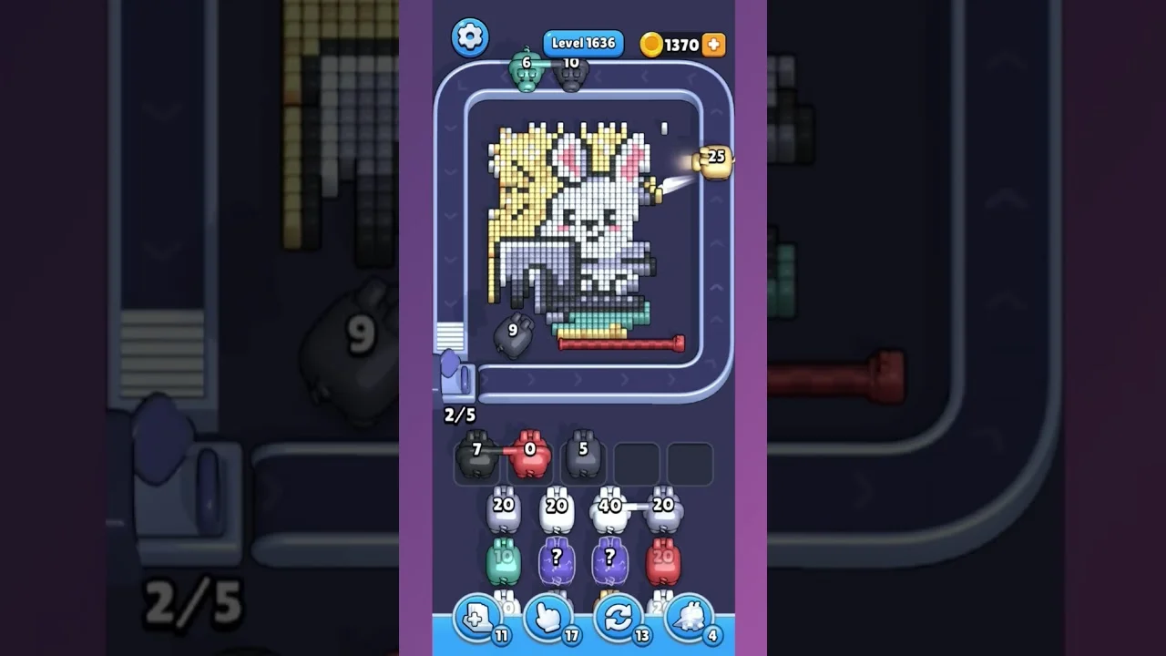 Pixel Flow Level 1636 grid layout and solution screenshot