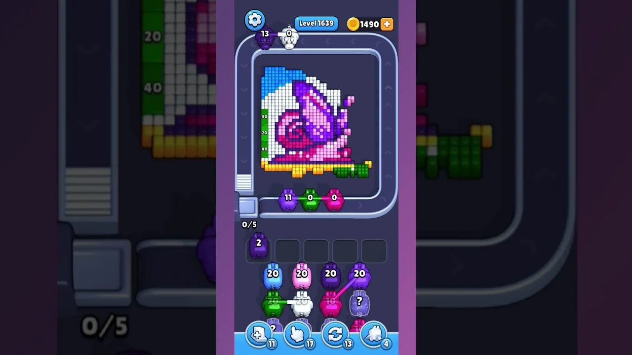 Pixel Flow Level 1639 grid layout and solution screenshot
