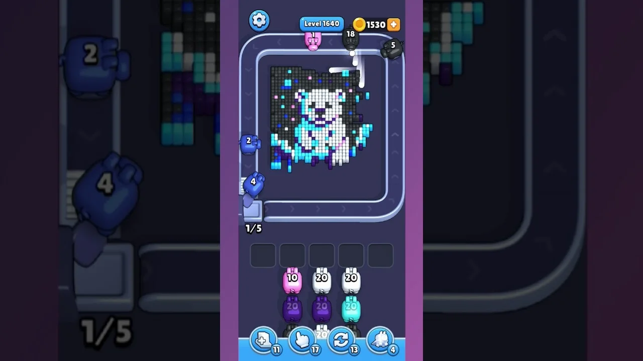 Pixel Flow Level 1640 grid layout and solution screenshot