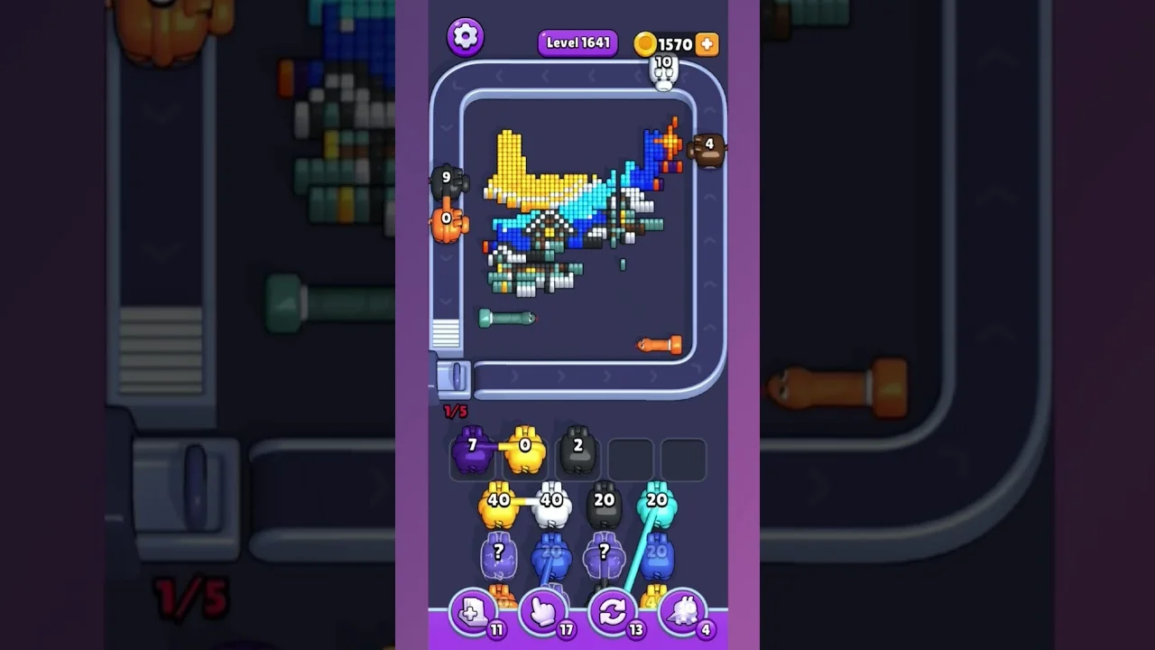 Pixel Flow Level 1641 grid layout and solution screenshot
