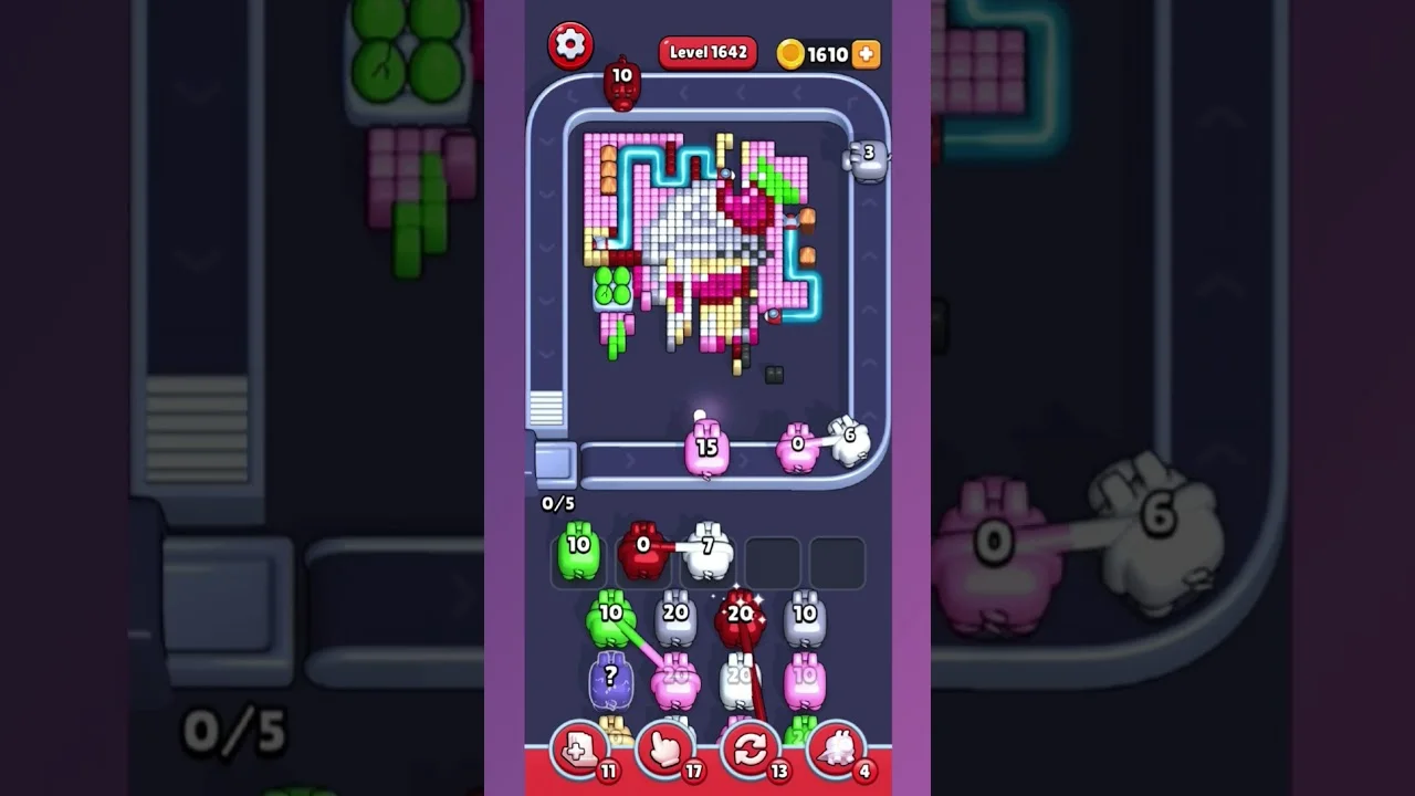 Pixel Flow Level 1642 grid layout and solution screenshot