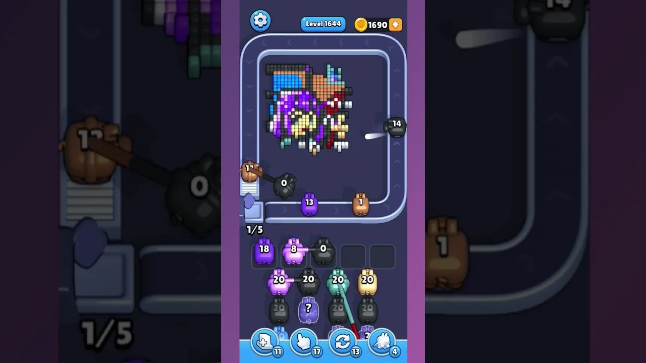 Pixel Flow Level 1644 grid layout and solution screenshot