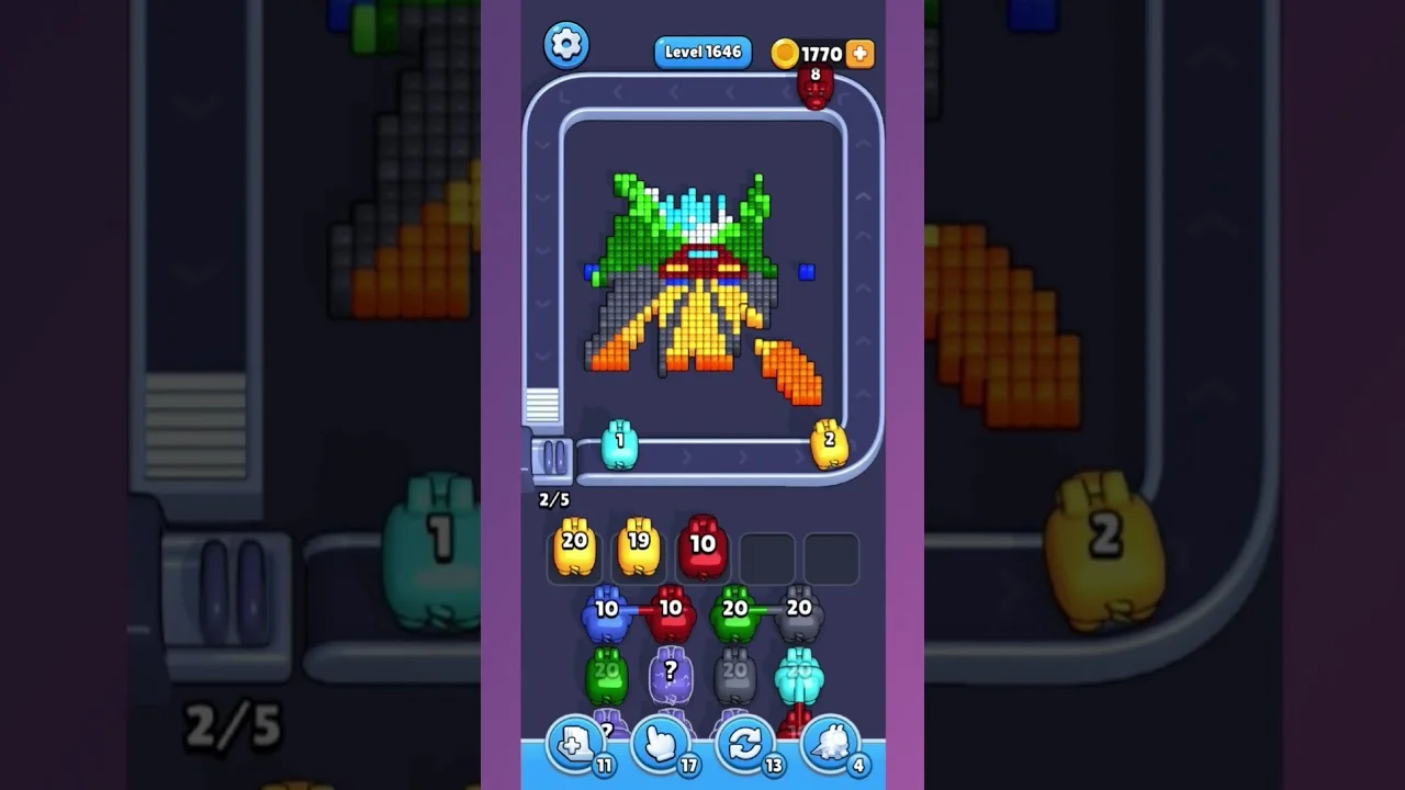 Pixel Flow Level 1646 grid layout and solution screenshot