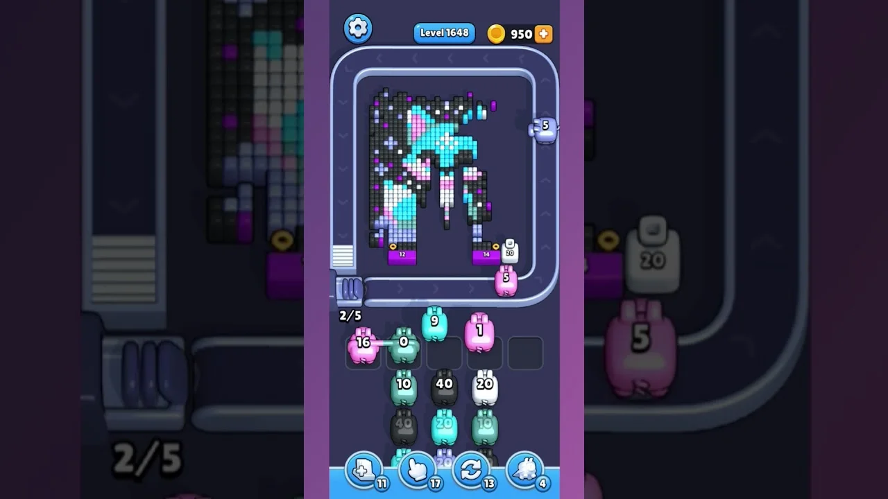 Pixel Flow Level 1648 grid layout and solution screenshot