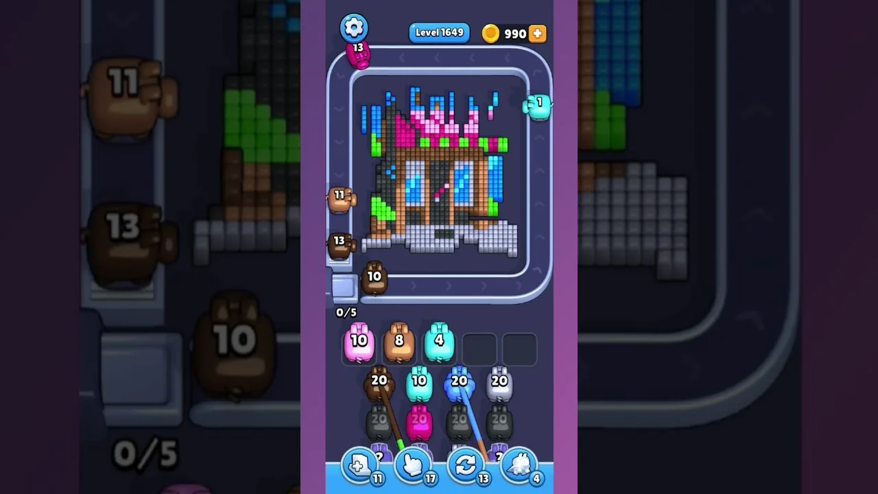 Pixel Flow Level 1649 grid layout and solution screenshot