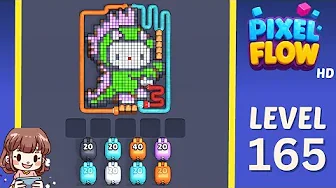 Pixel Flow Level 165 grid layout and solution screenshot