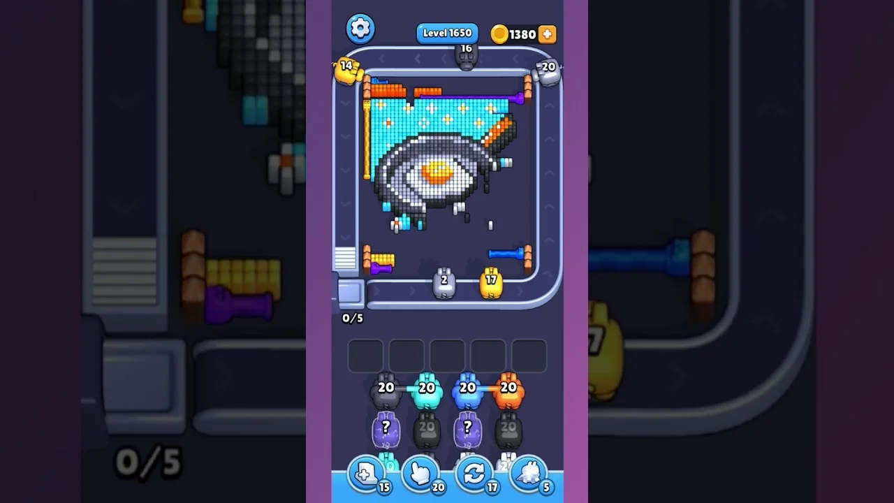 Pixel Flow Level 1650 grid layout and solution screenshot