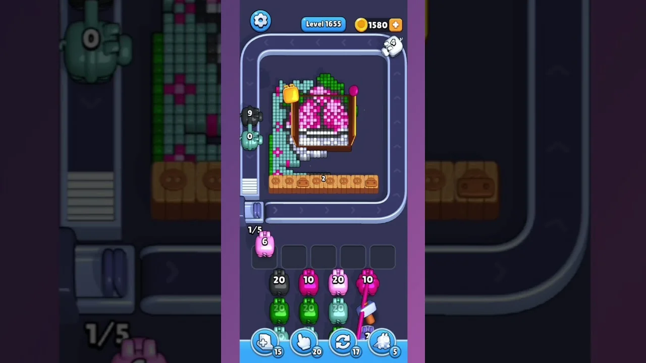 Pixel Flow Level 1655 grid layout and solution screenshot