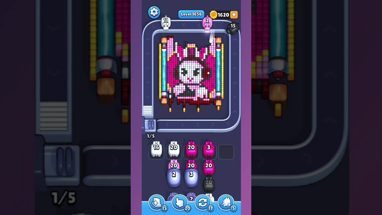 Pixel Flow Level 1656 grid layout and solution screenshot