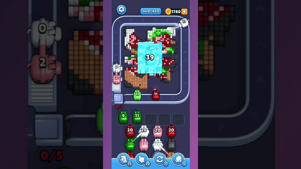Pixel Flow Level 1660 grid layout and solution screenshot