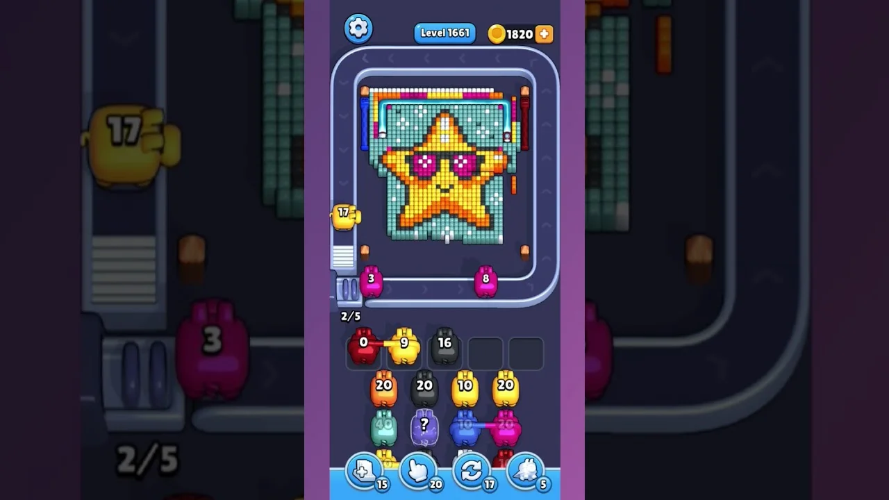 Pixel Flow Level 1661 grid layout and solution screenshot