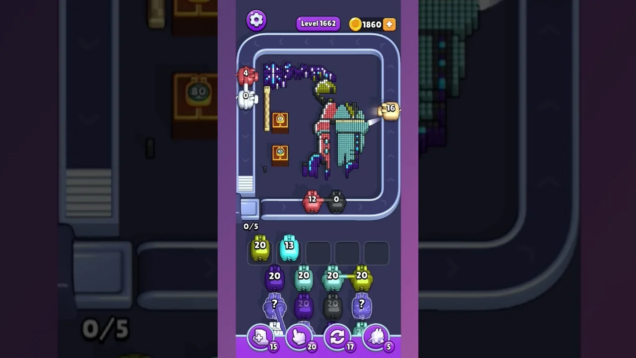 Pixel Flow Level 1662 grid layout and solution screenshot