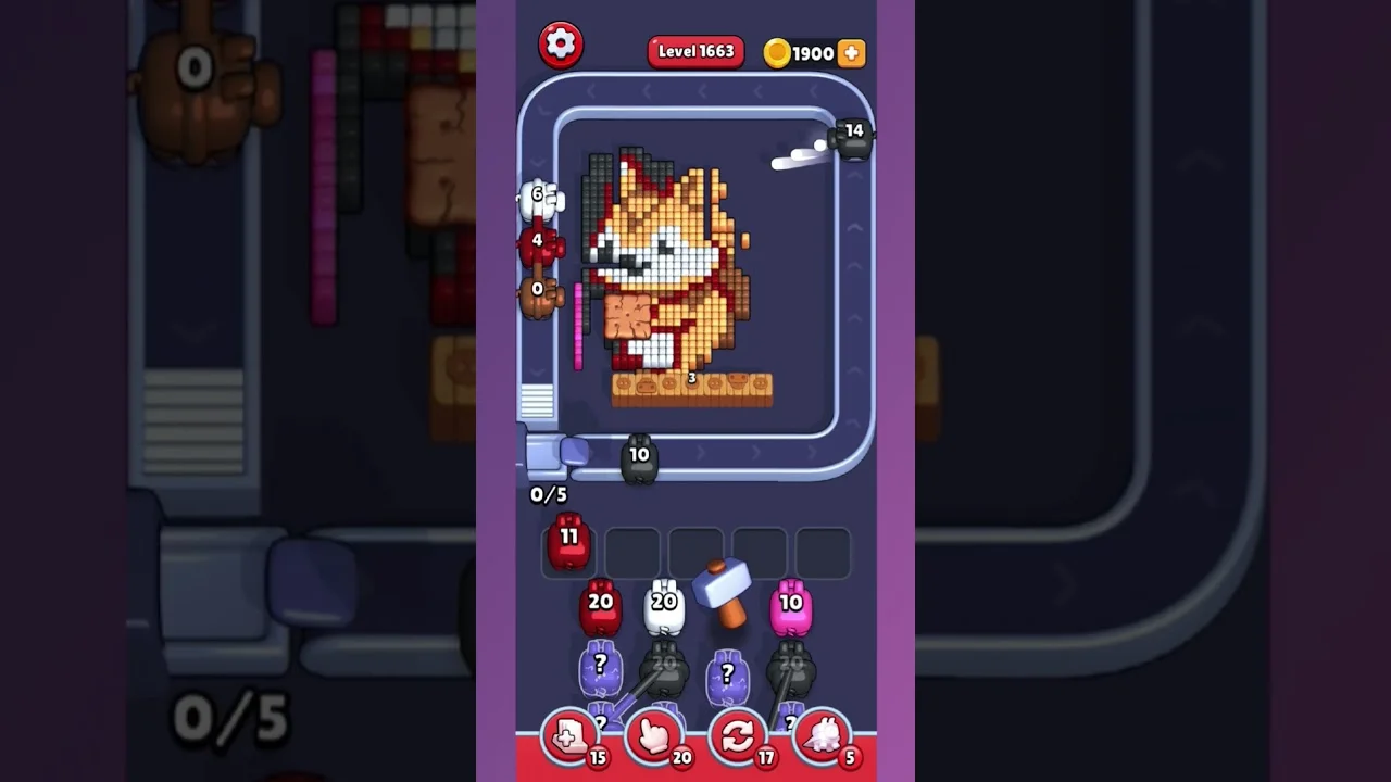 Pixel Flow Level 1663 grid layout and solution screenshot