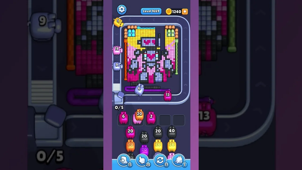Pixel Flow Level 1669 grid layout and solution screenshot