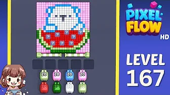 Pixel Flow Level 167 grid layout and solution screenshot