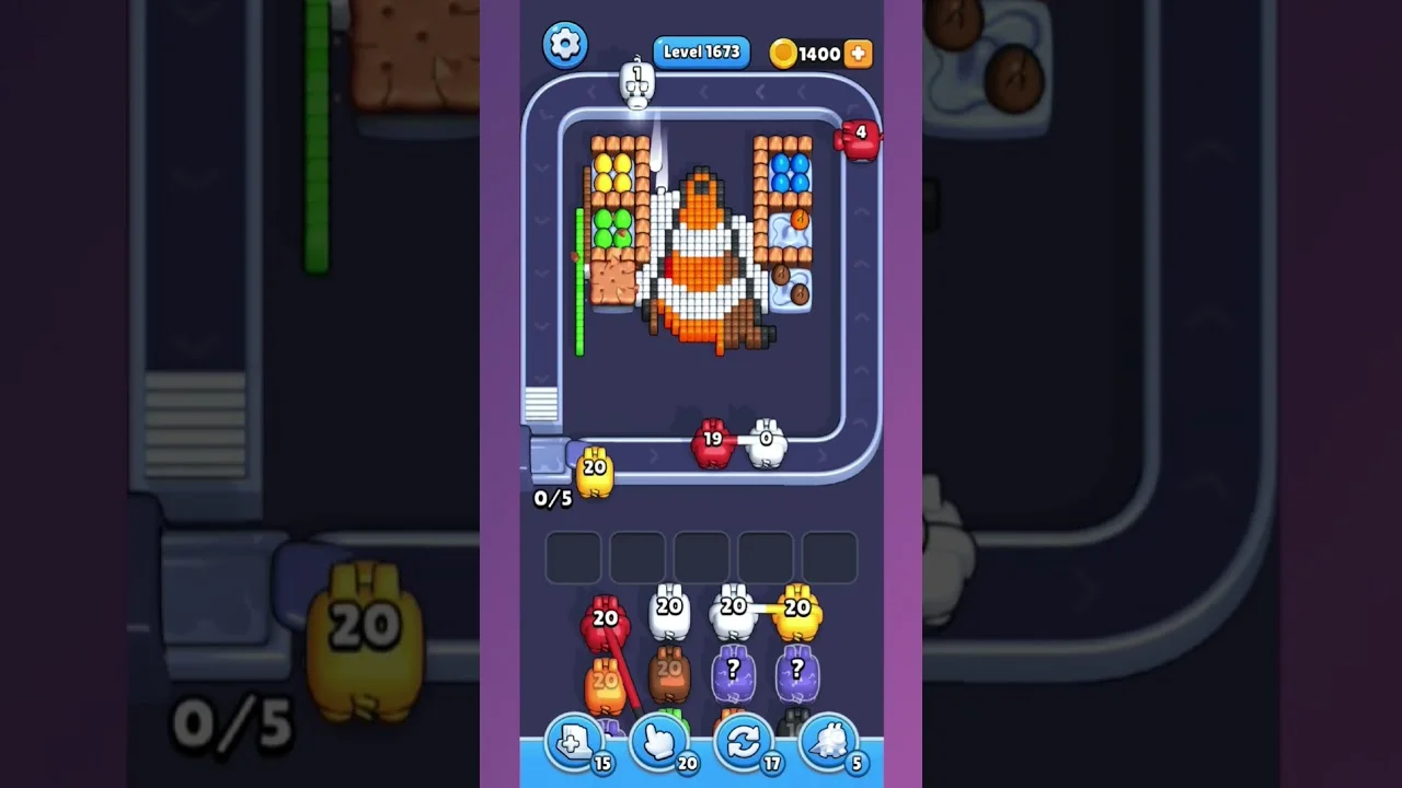 Pixel Flow Level 1673 grid layout and solution screenshot