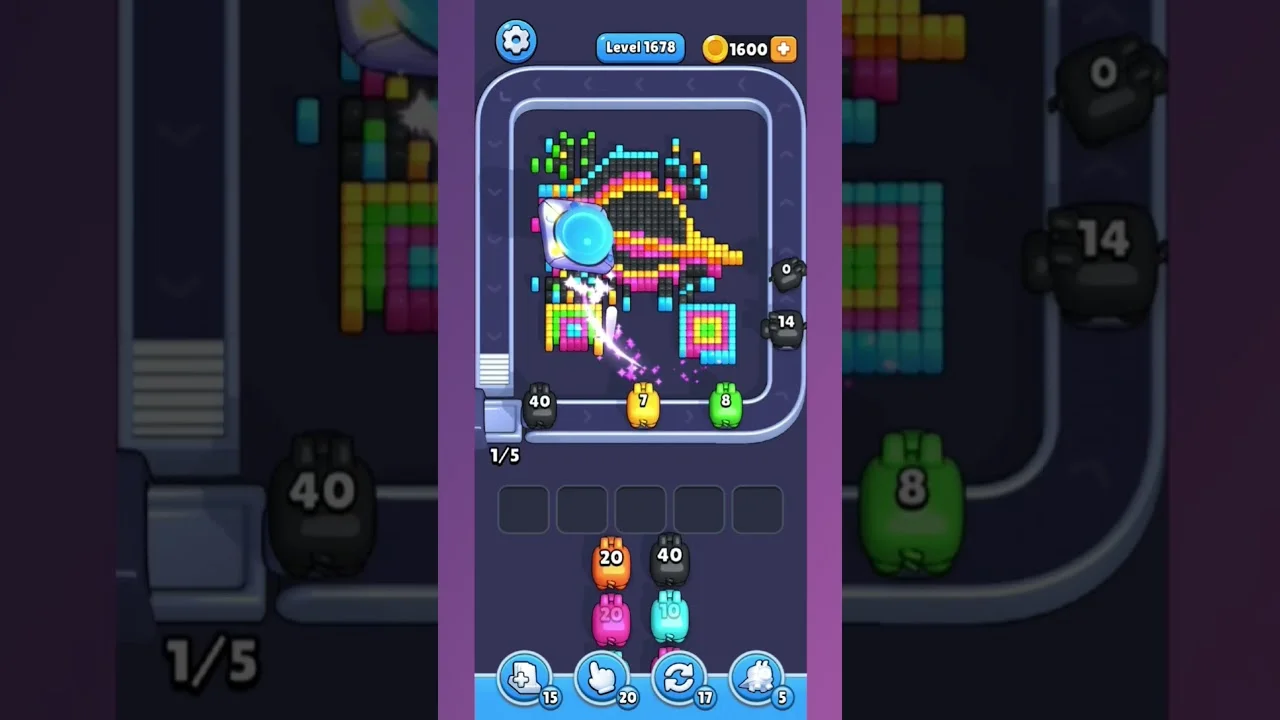 Pixel Flow Level 1678 grid layout and solution screenshot