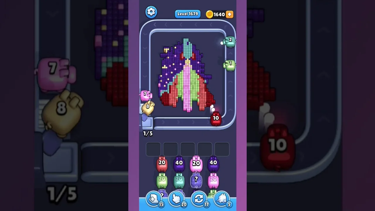 Pixel Flow Level 1679 grid layout and solution screenshot