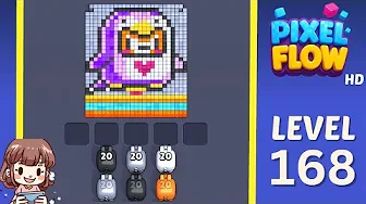 Pixel Flow Level 168 grid layout and solution screenshot