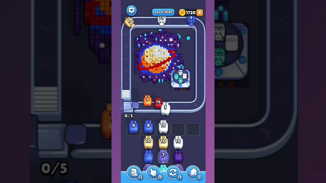 Pixel Flow Level 1681 grid layout and solution screenshot