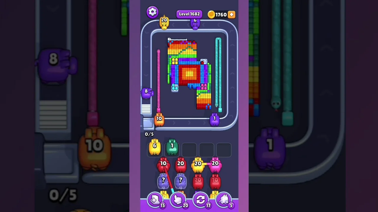 Pixel Flow Level 1682 grid layout and solution screenshot