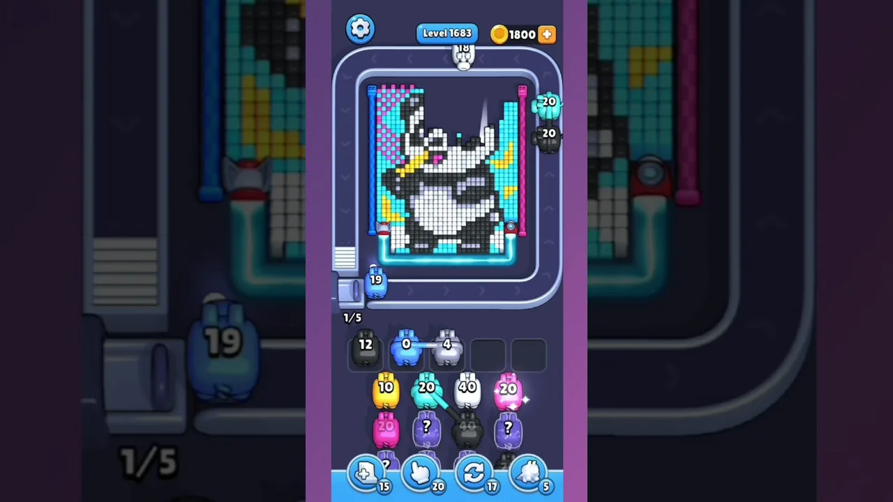 Pixel Flow Level 1683 grid layout and solution screenshot