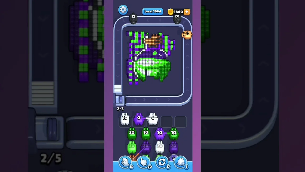 Pixel Flow Level 1684 grid layout and solution screenshot