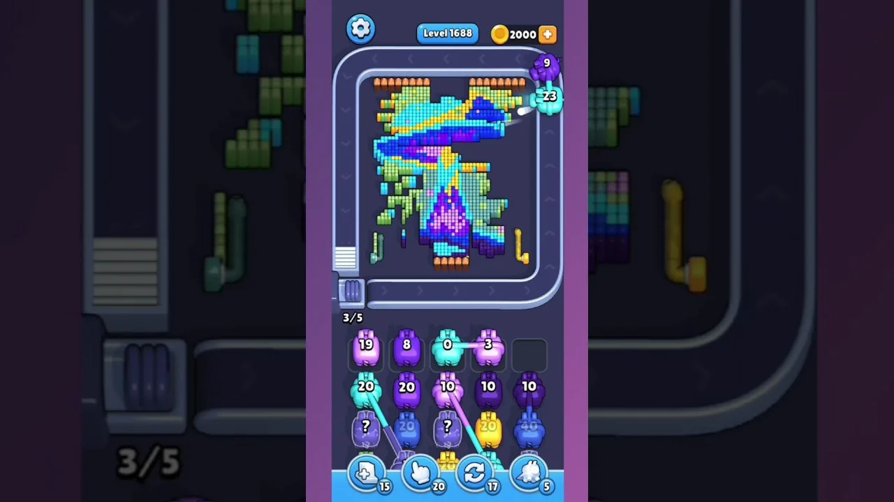 Pixel Flow Level 1688 grid layout and solution screenshot