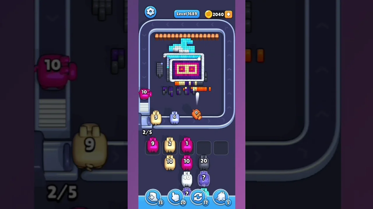 Pixel Flow Level 1689 grid layout and solution screenshot
