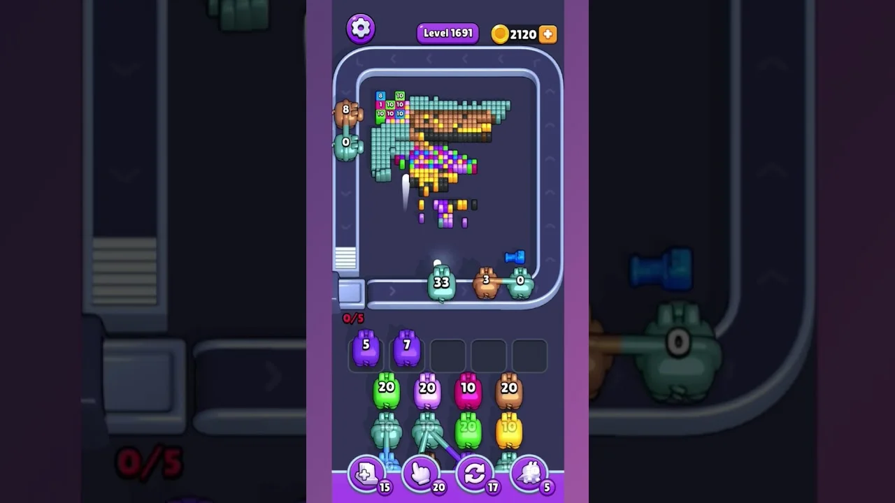 Pixel Flow Level 1691 grid layout and solution screenshot