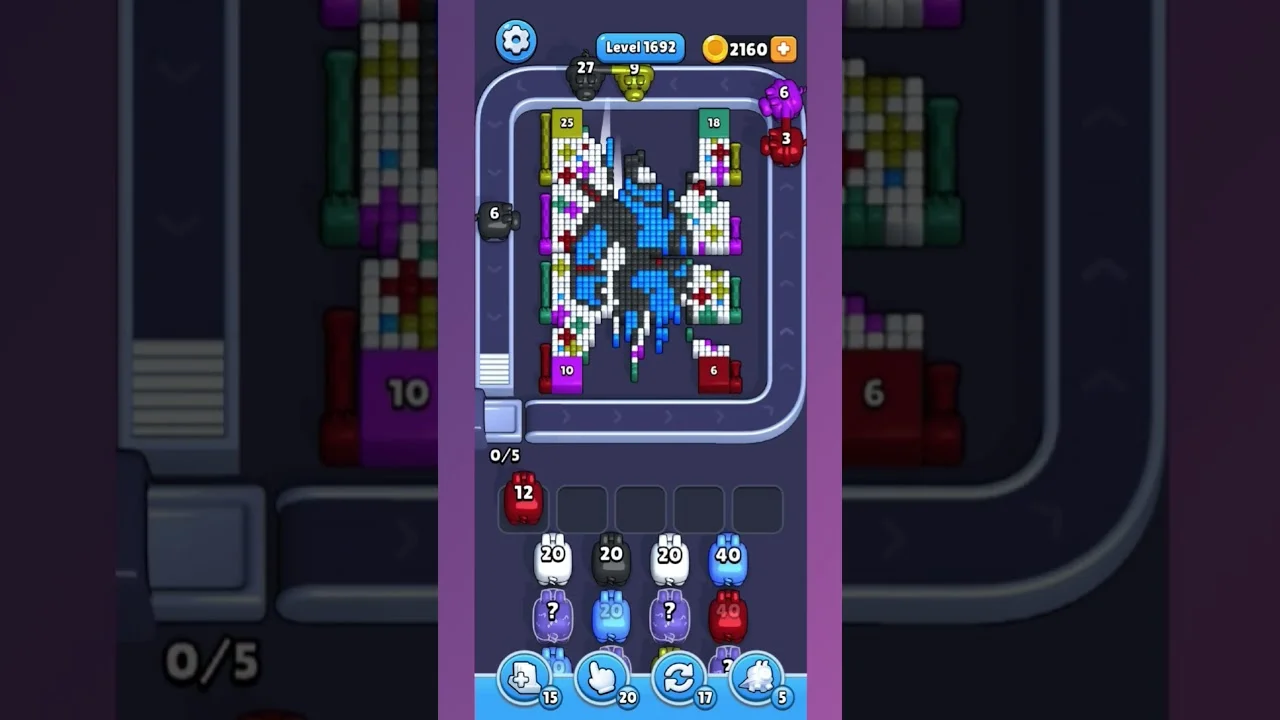 Pixel Flow Level 1692 grid layout and solution screenshot